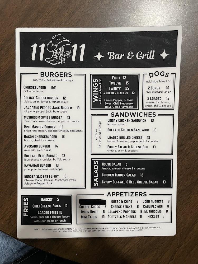 11:11 Bar and Grill Menu image 1