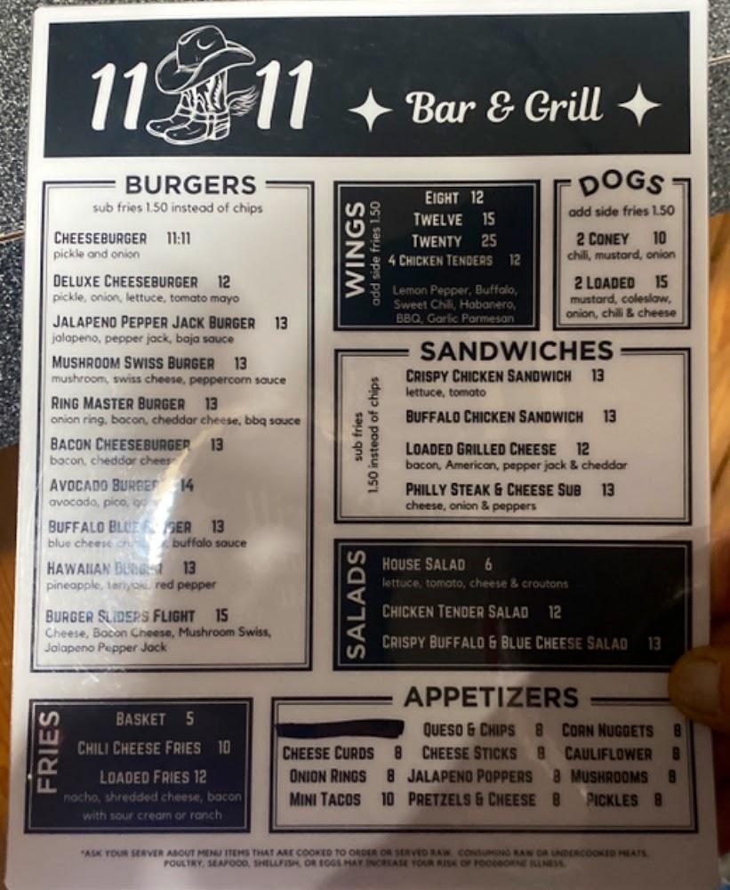 11:11 Bar and Grill Menu image 3